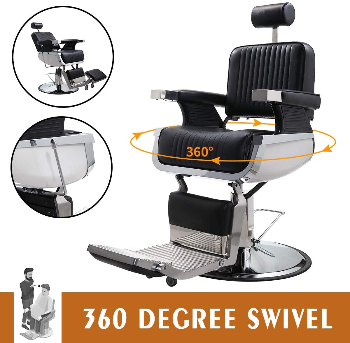 JAXPETY Hydraulic Recline Barber Chair