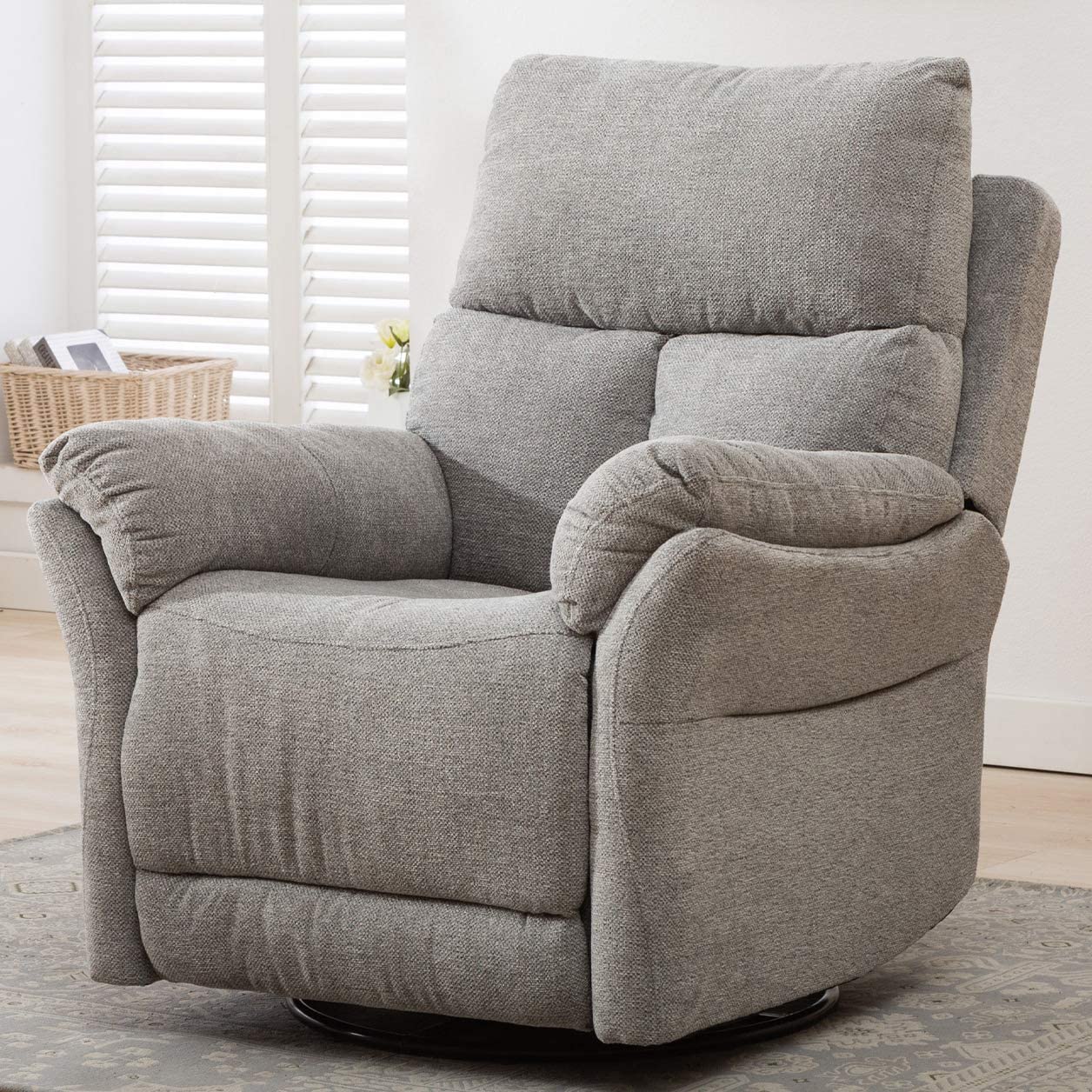 ANJ Swivel Rocker Fabric Recliner