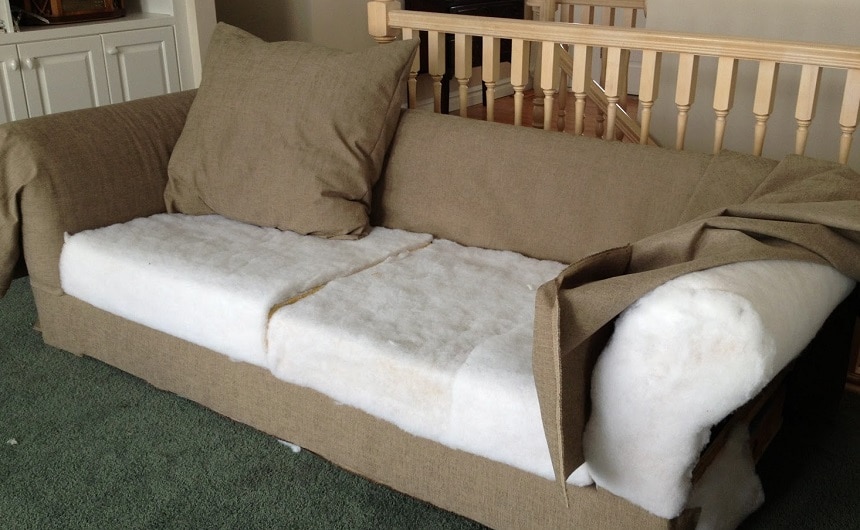 A Couch With Attached Cushions, How To Reupholster A Sofa With Attached Cushions