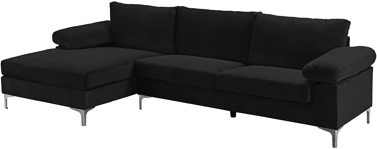 Casa Andrea Milano LLC Modern Large Velvet Fabric Sectional Sofa