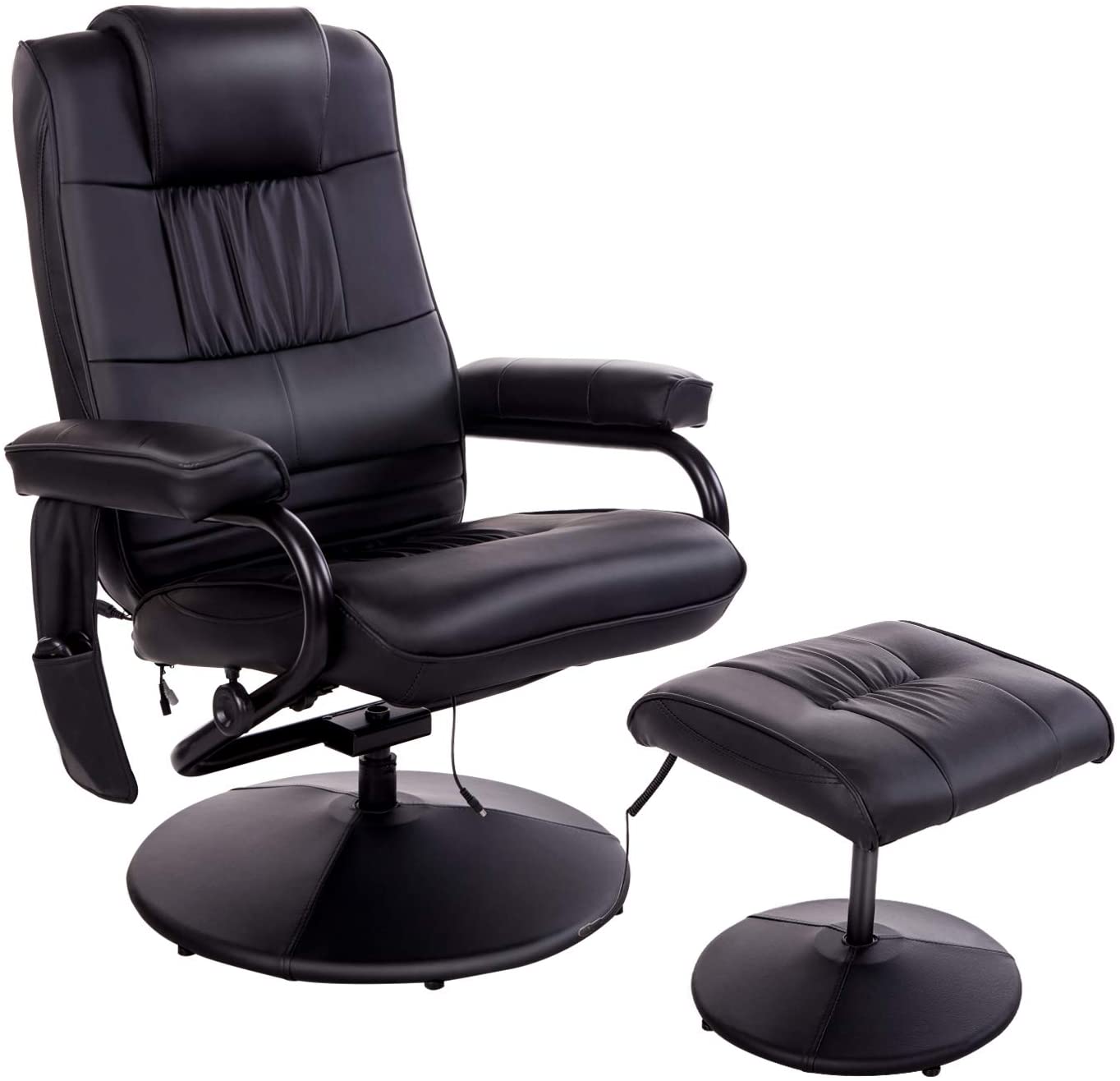 HomCom Massaging Faux Leather Recliner Chair And Ottoman Set
