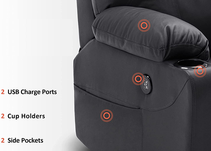 Close up handle of black recliner